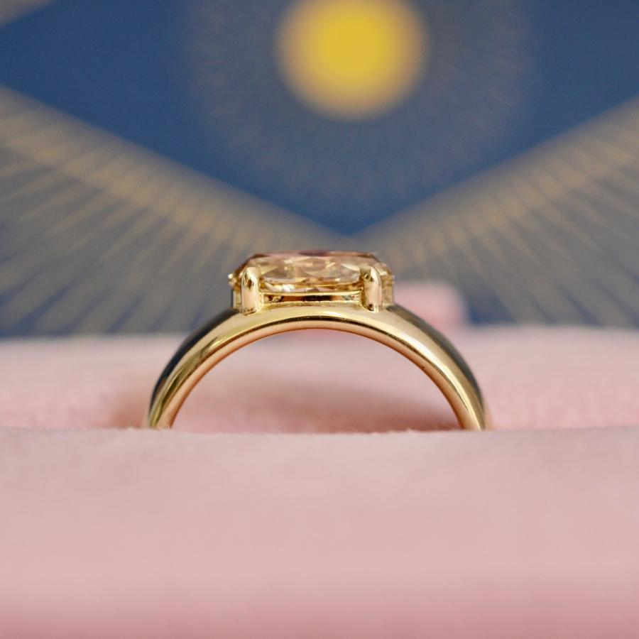champagne moval diamond ring