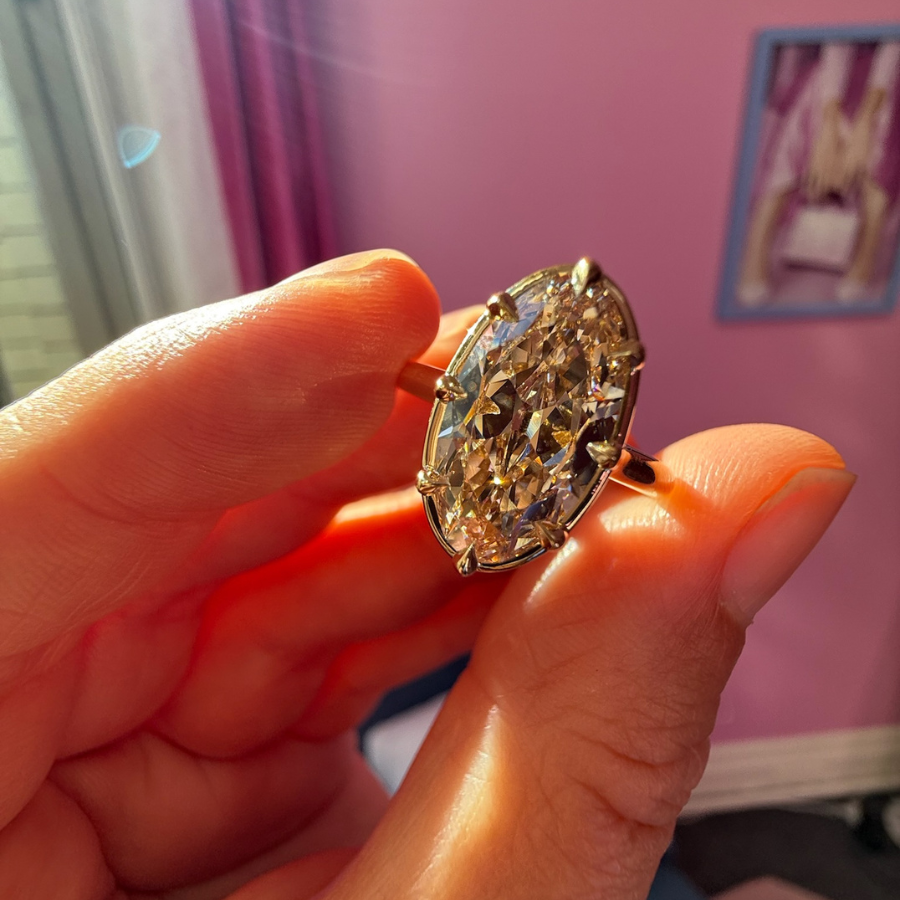 Champagne Moval Lab Diamond Ring