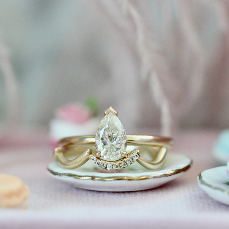 pear shaped champagne diamond 
engagement ring