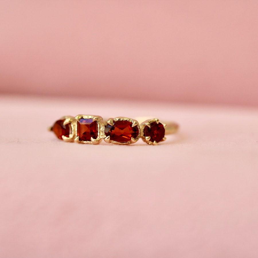 Red Gemstone Medley Ring