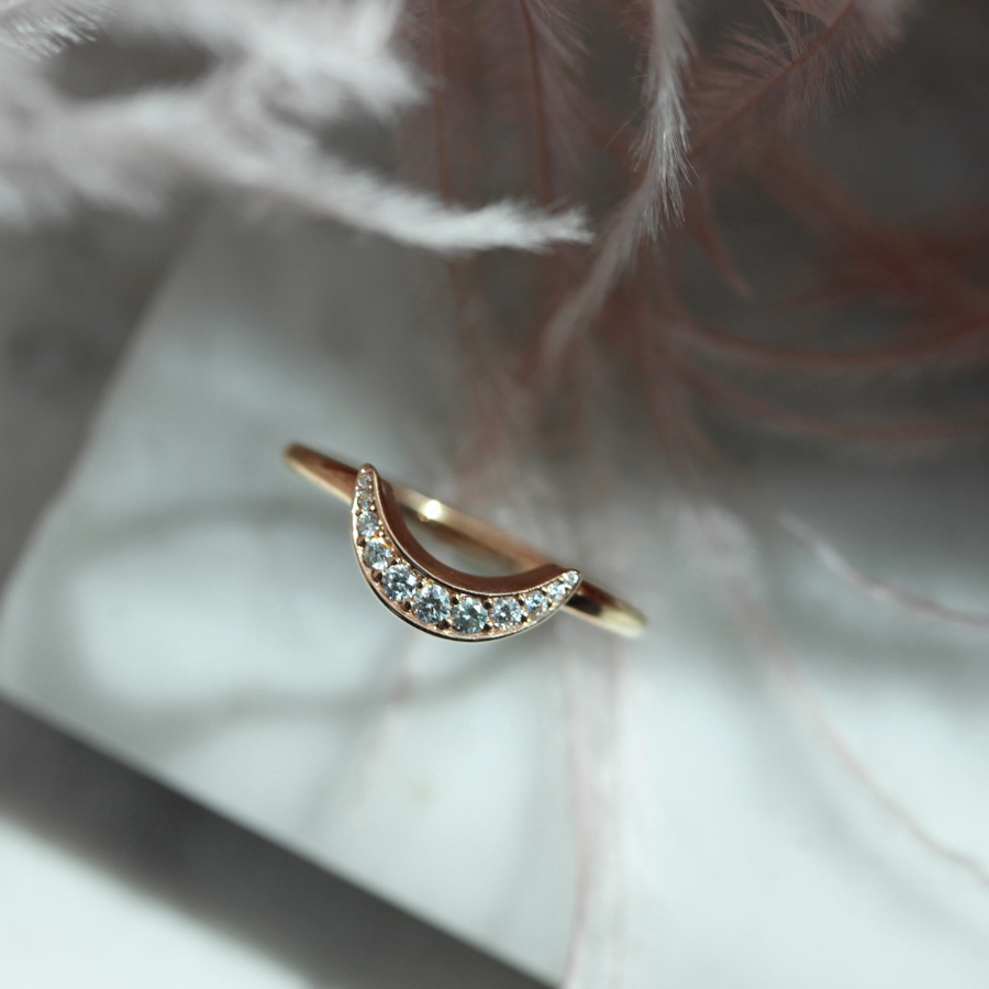 
            crescent moon diamond ring