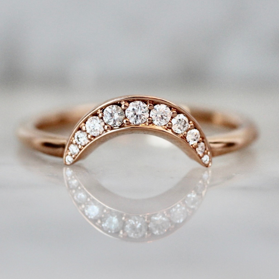 
            crescent moon diamond ring