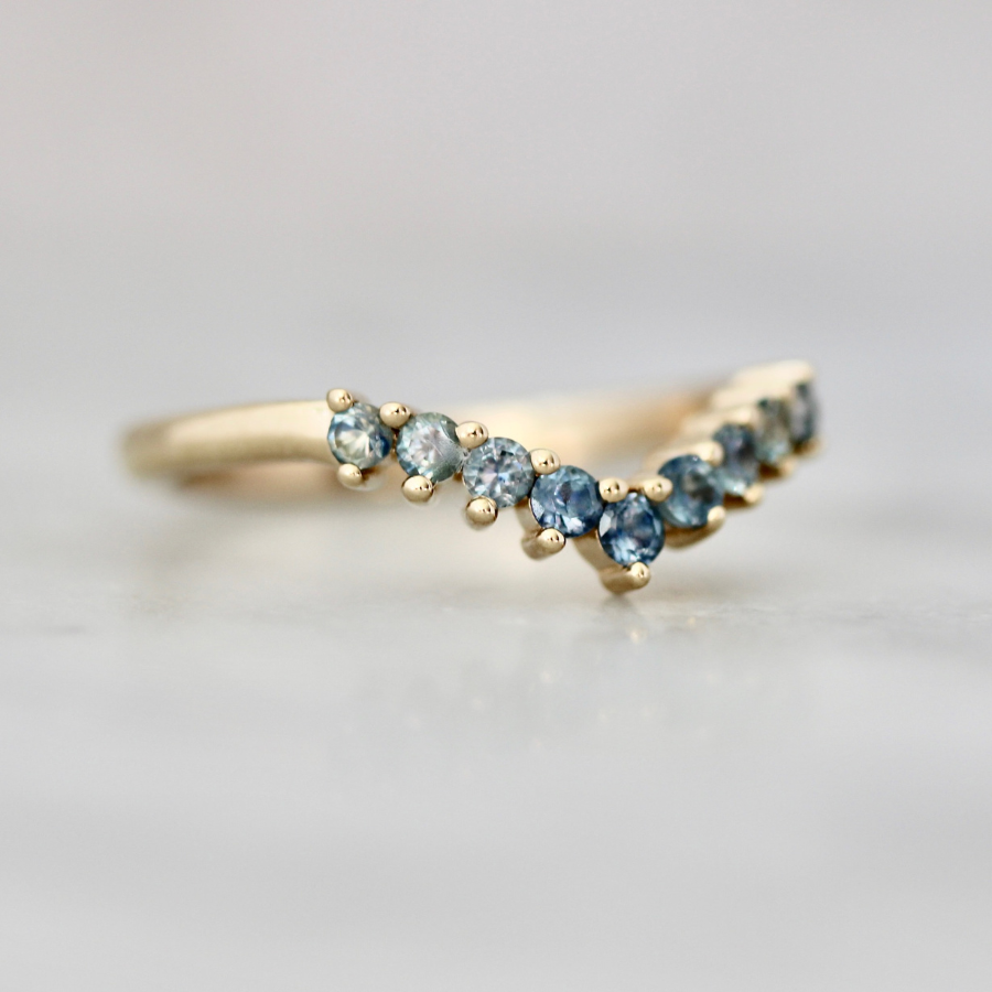 curved montana sapphire band