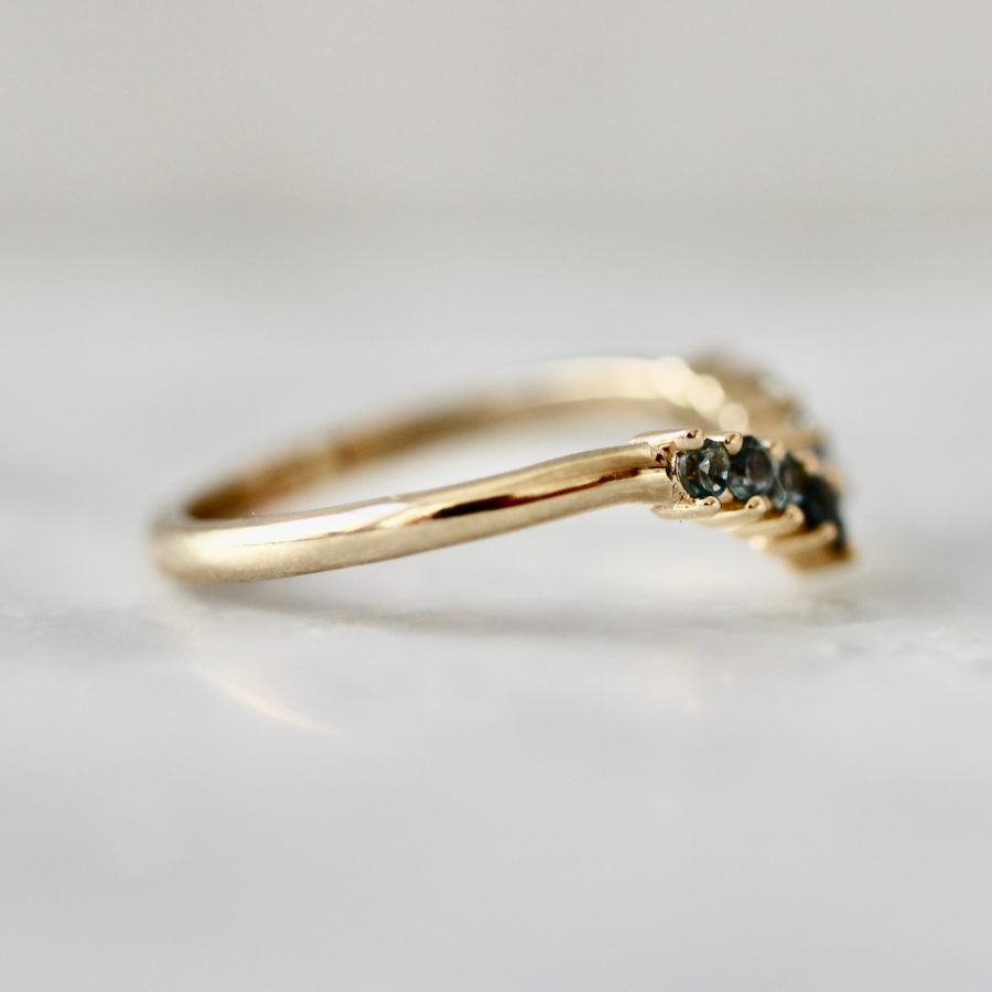 curved montana sapphire band