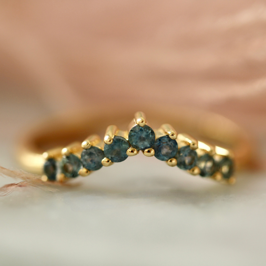 curved montana sapphire band