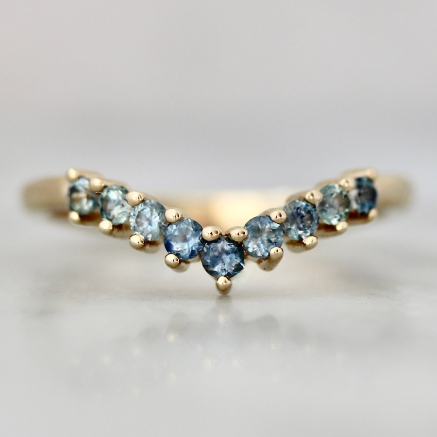 curved montana sapphire band