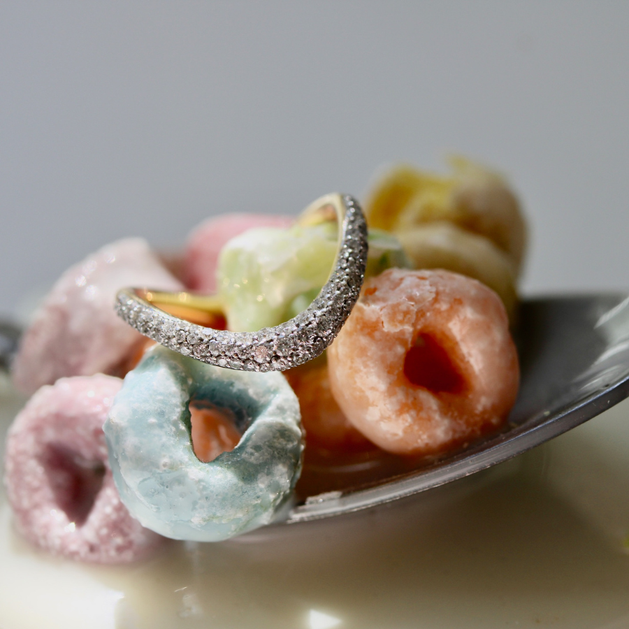 curved diamond pavé band