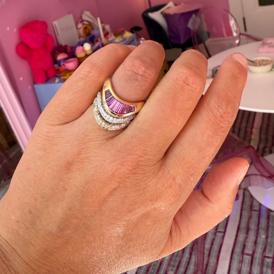 curved diamond pavé band