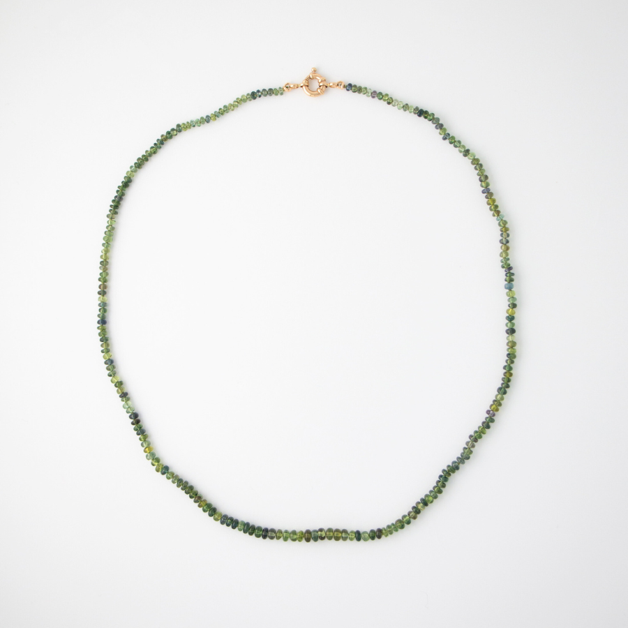 dark green sapphire beaded necklace