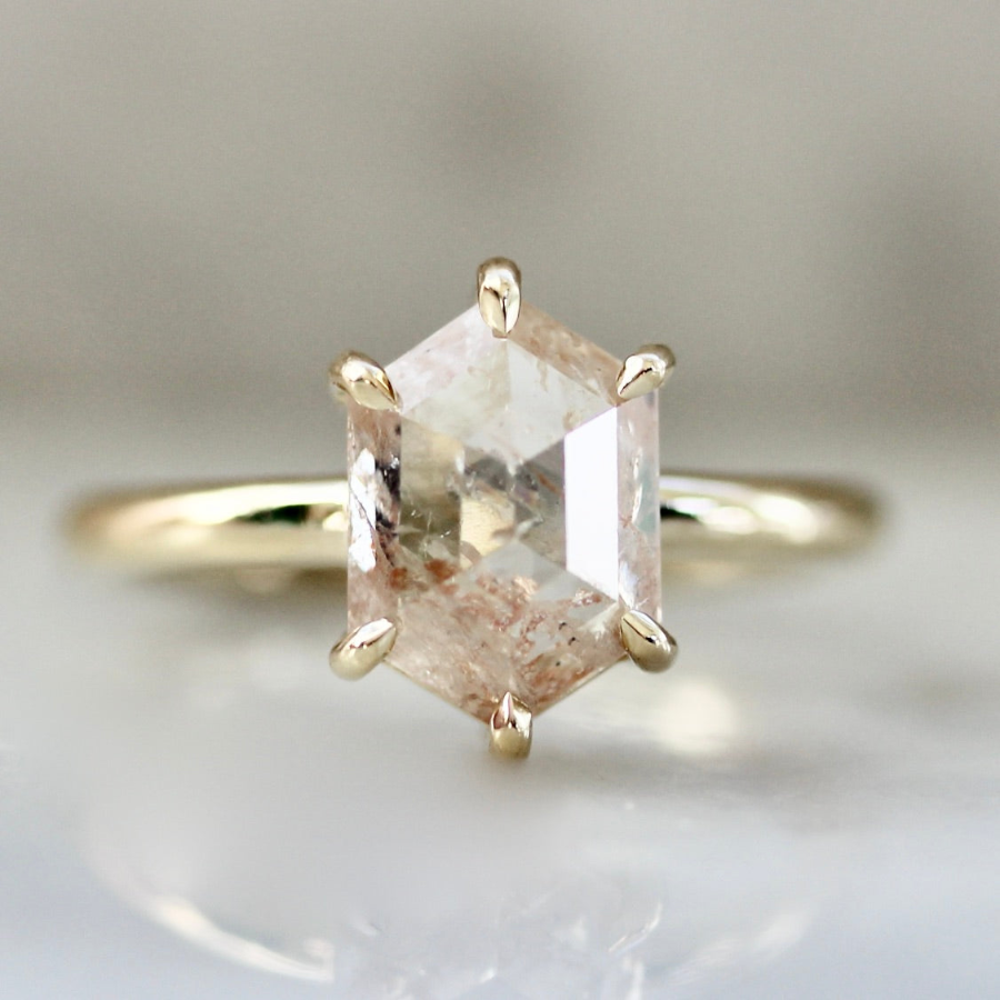 5968 Rustic Hexagon Diamond Ring 