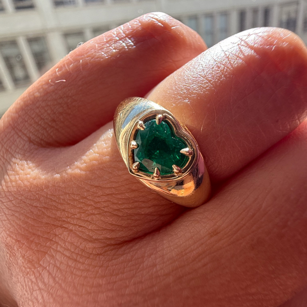 Sour Apple Heart Cut Emerald Bombe Ring