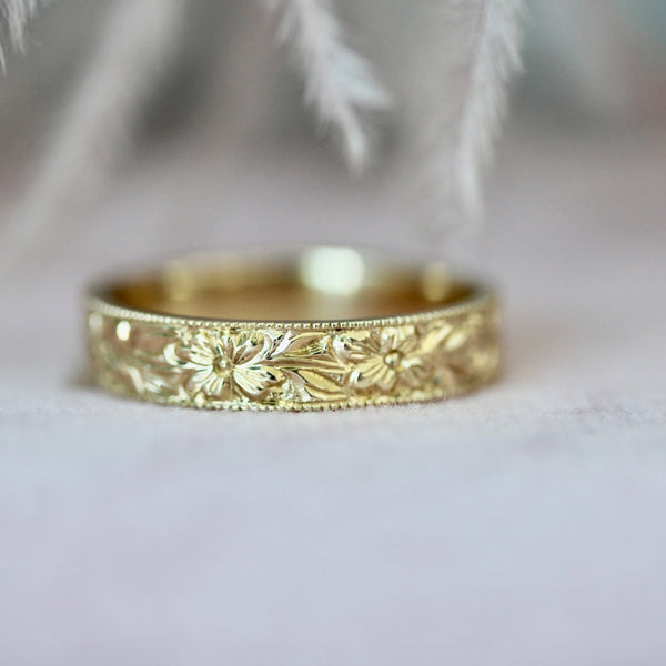 floral engraved band