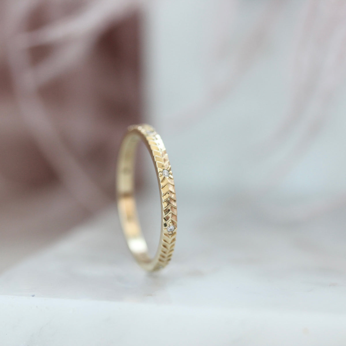 
            Follow Your Heart Luxe Engraved Diamond Gold Band