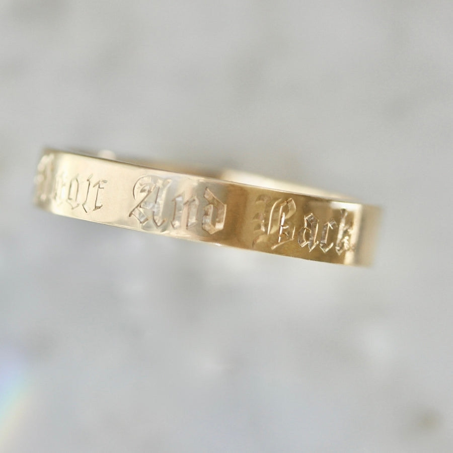 gothic engraved wedding band