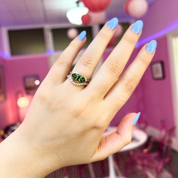 Pistachio Cookie Green Moval Cut Sapphire Ring