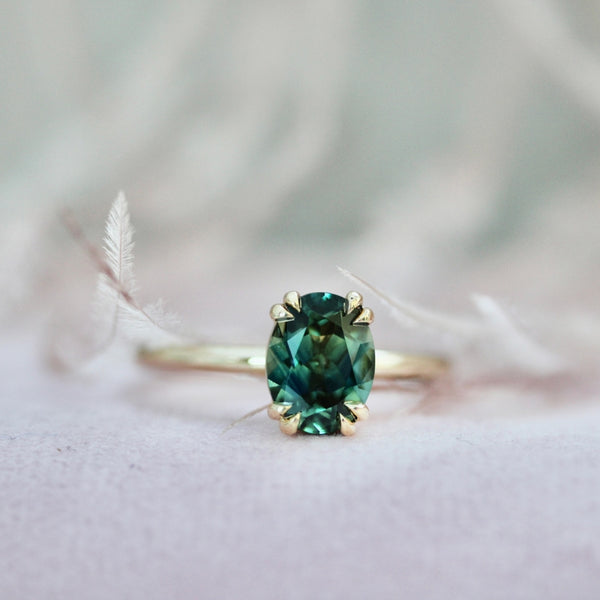 green-blue oval sapphire ring