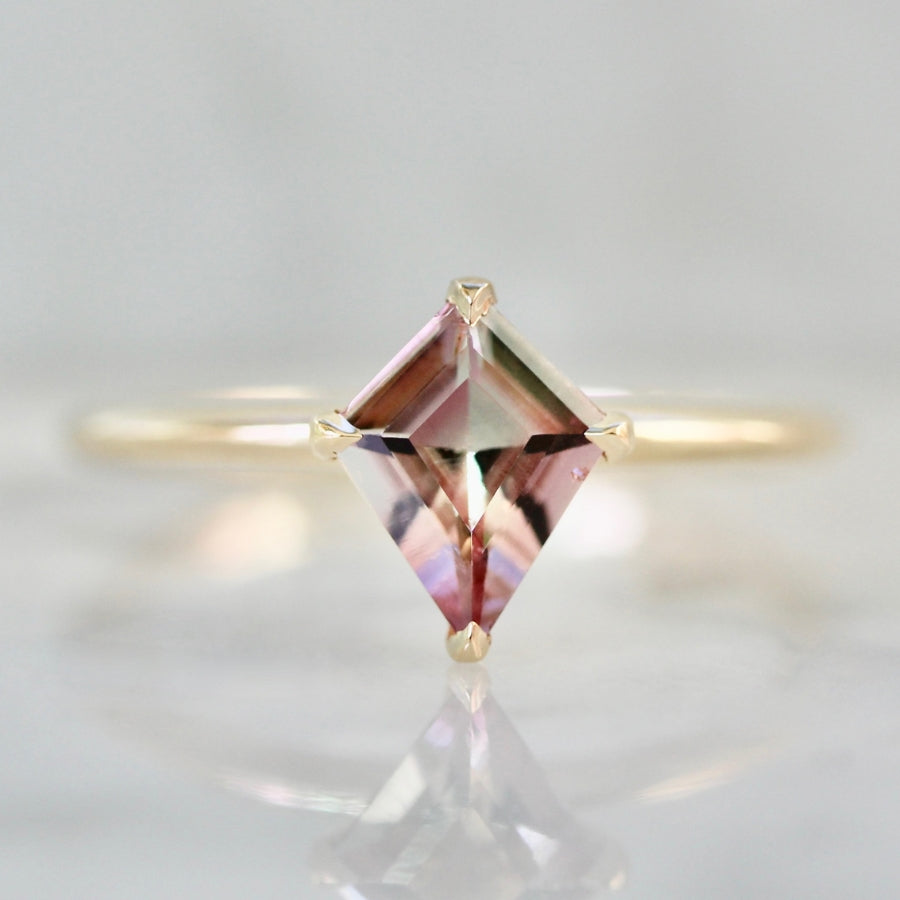 
            pink-green kite tourmaline ring