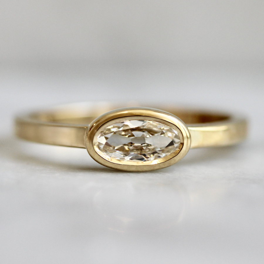 
            lab moval diamond ring