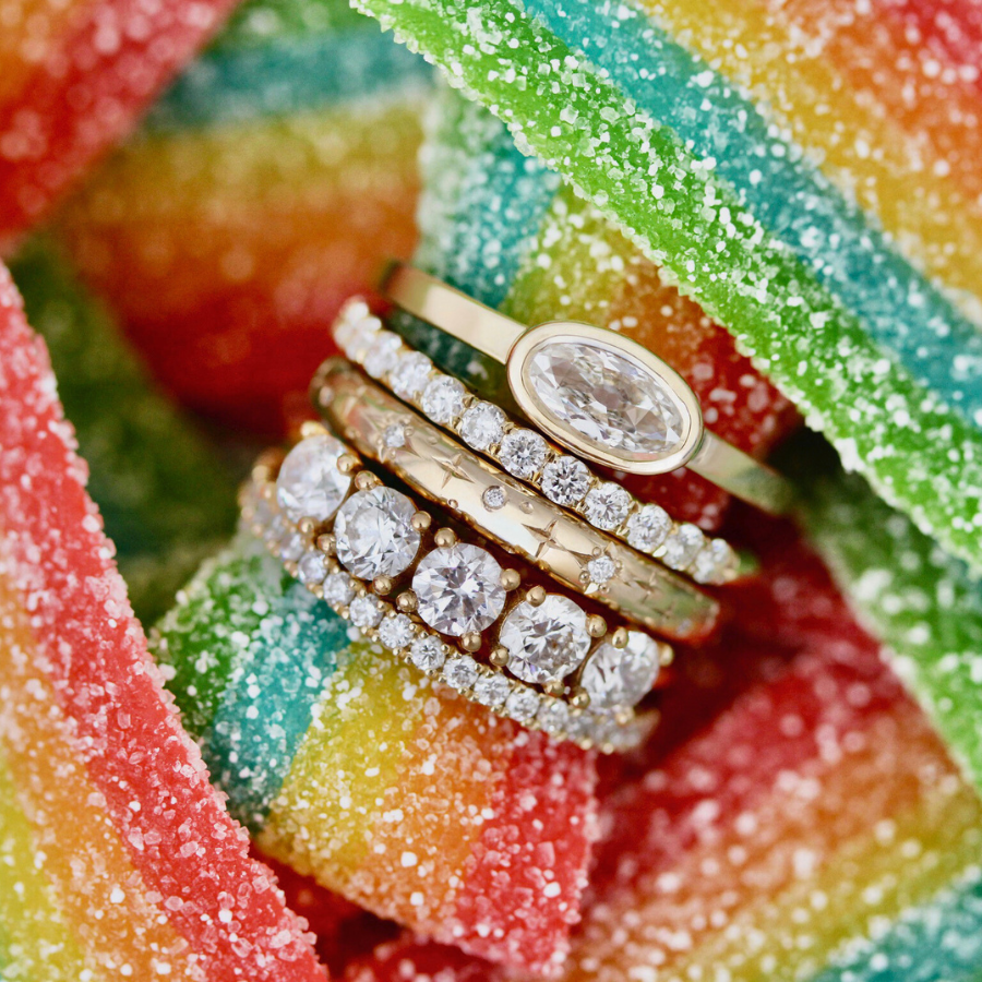 
            lab moval shaped diamond ring