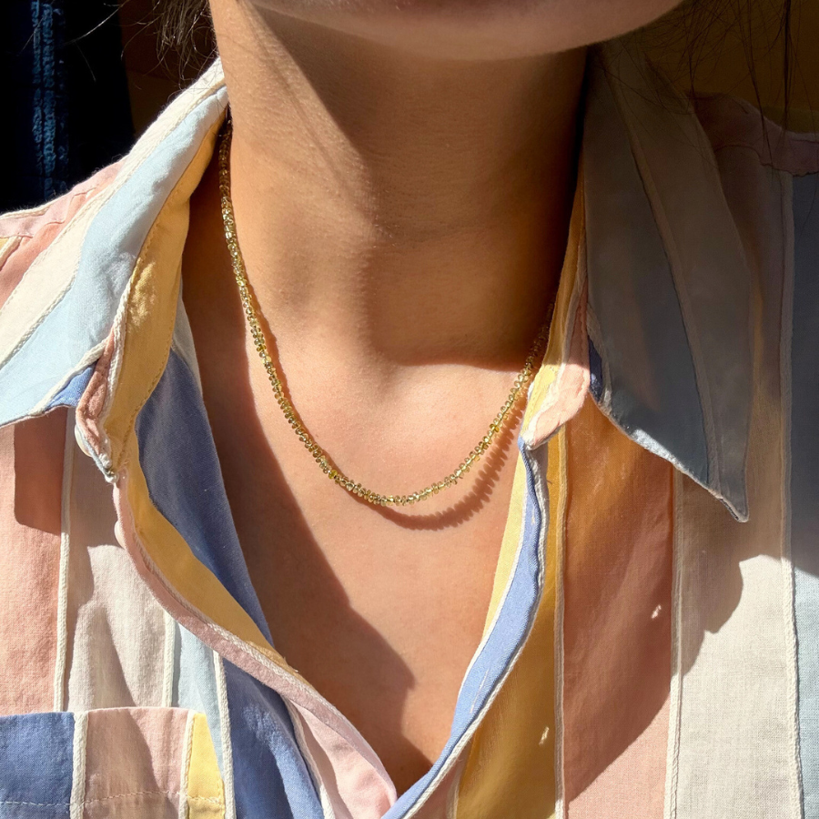 light green sapphire beaded necklace