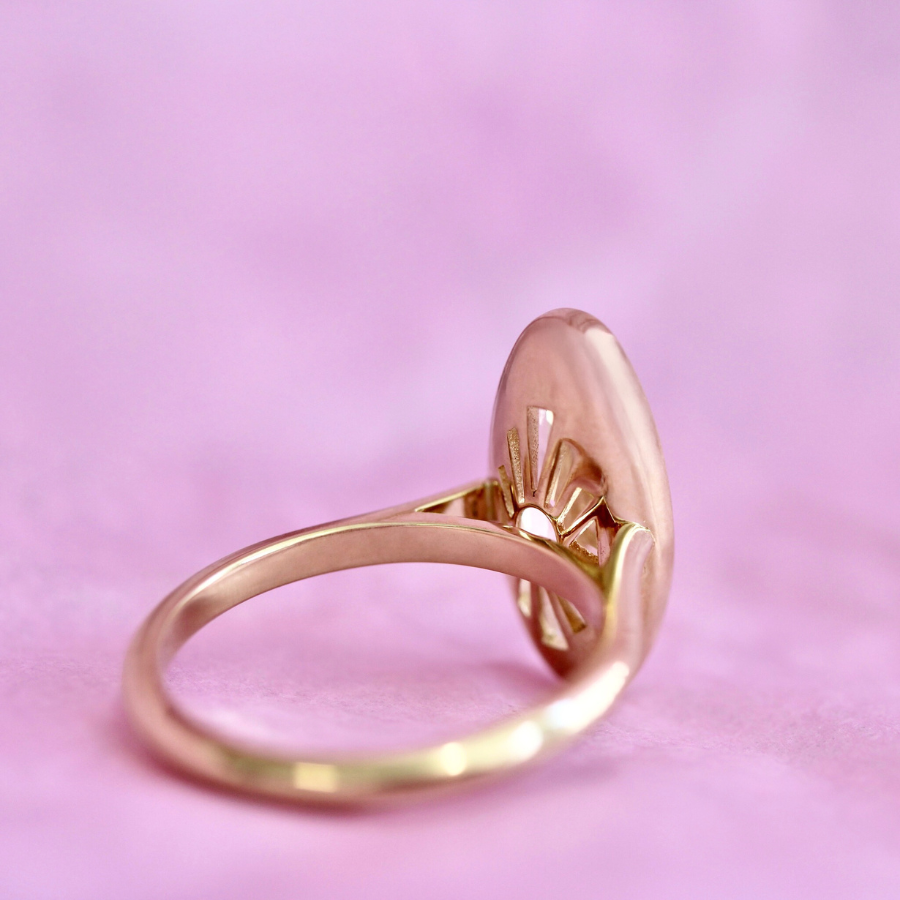 
            moval diamond ring in yellow gold 