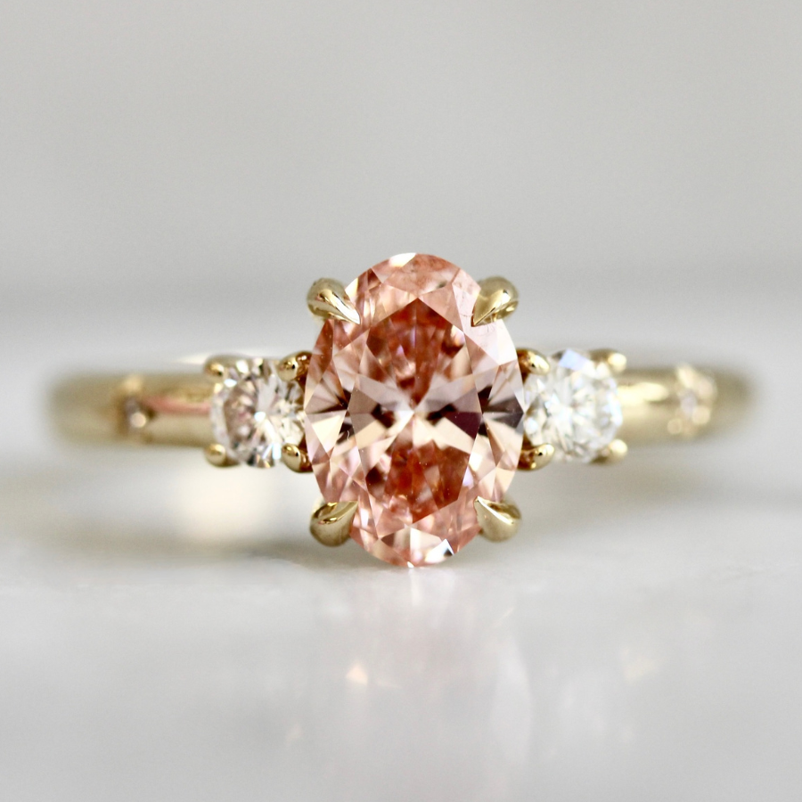 oval cut pink diamond ring