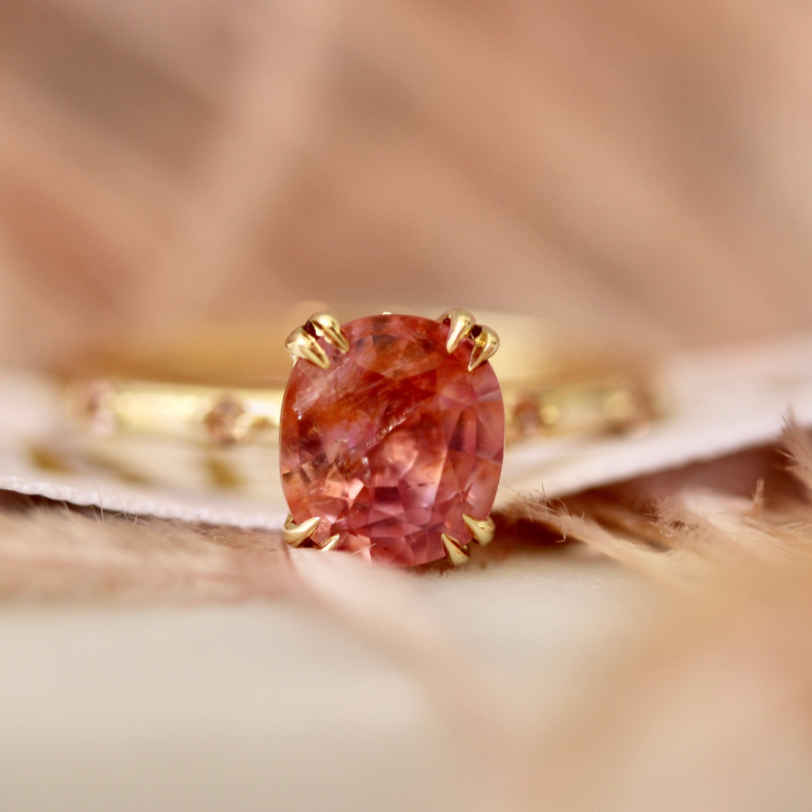 peach sapphire ring