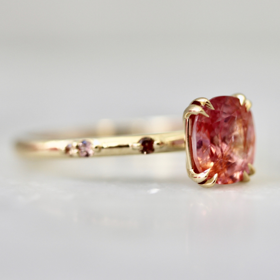 peach sapphire ring