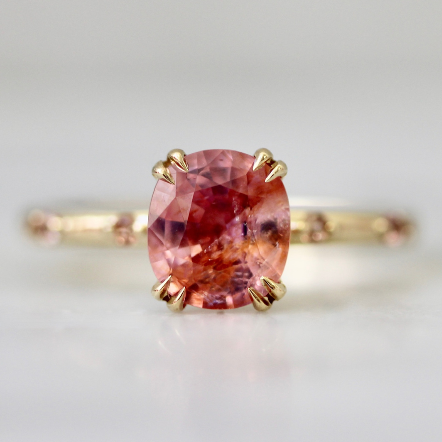peach sapphire ring