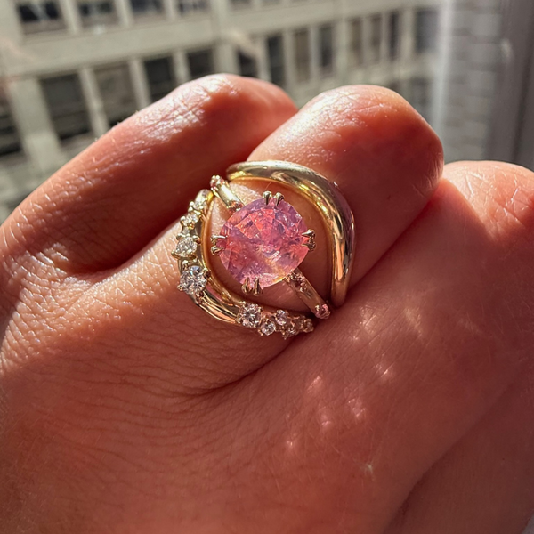 peach sapphire ring