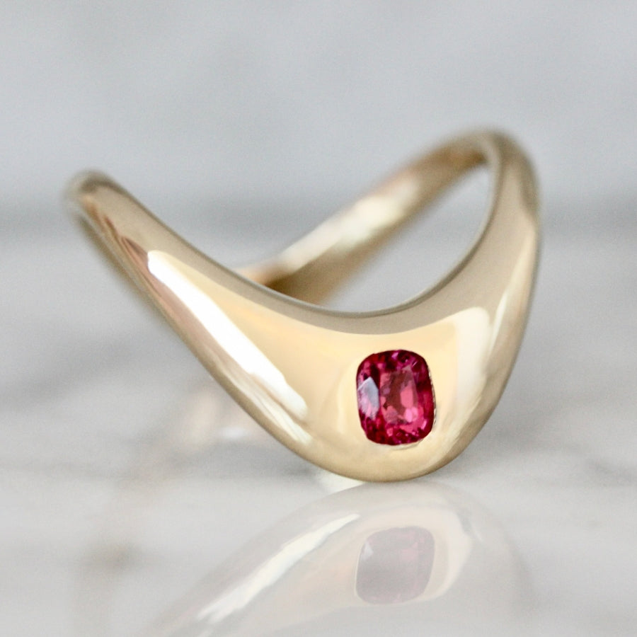 
            Zaha Vivid Pink Cushion Cut Spinel Ring