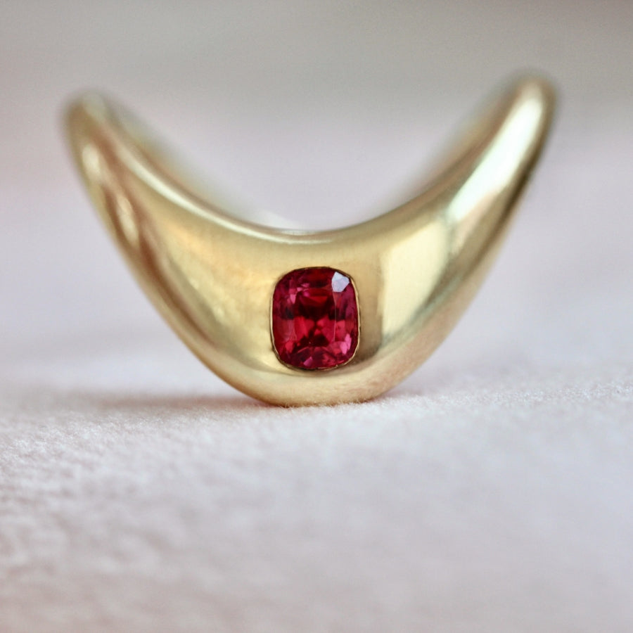 
            Zaha Vivid Pink Cushion Cut Spinel Ring