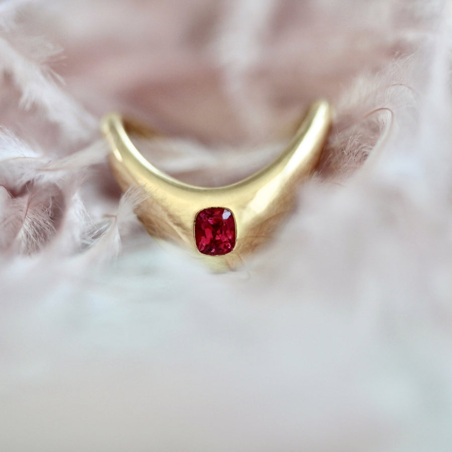 
            Zaha Vivid Pink Cushion Cut Spinel Ring