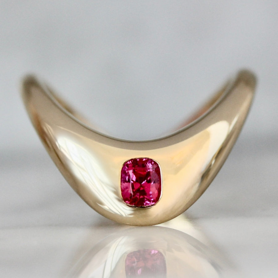 
            Zaha Vivid Pink Cushion Cut Spinel Ring