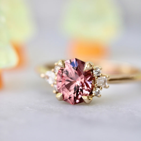 pink oval garnet ring