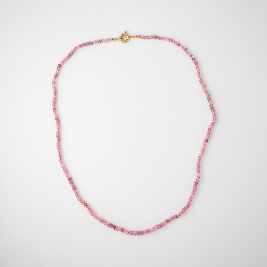 pink sapphire beaded necklace