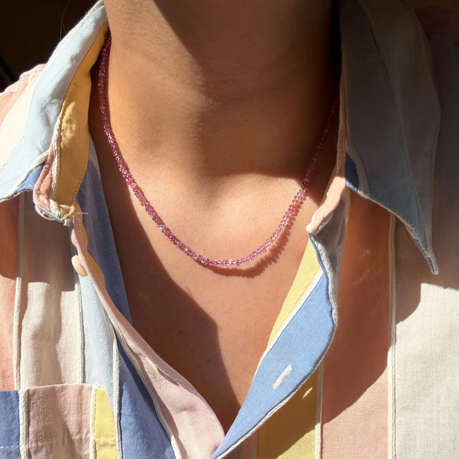 pink sapphire beaded necklace