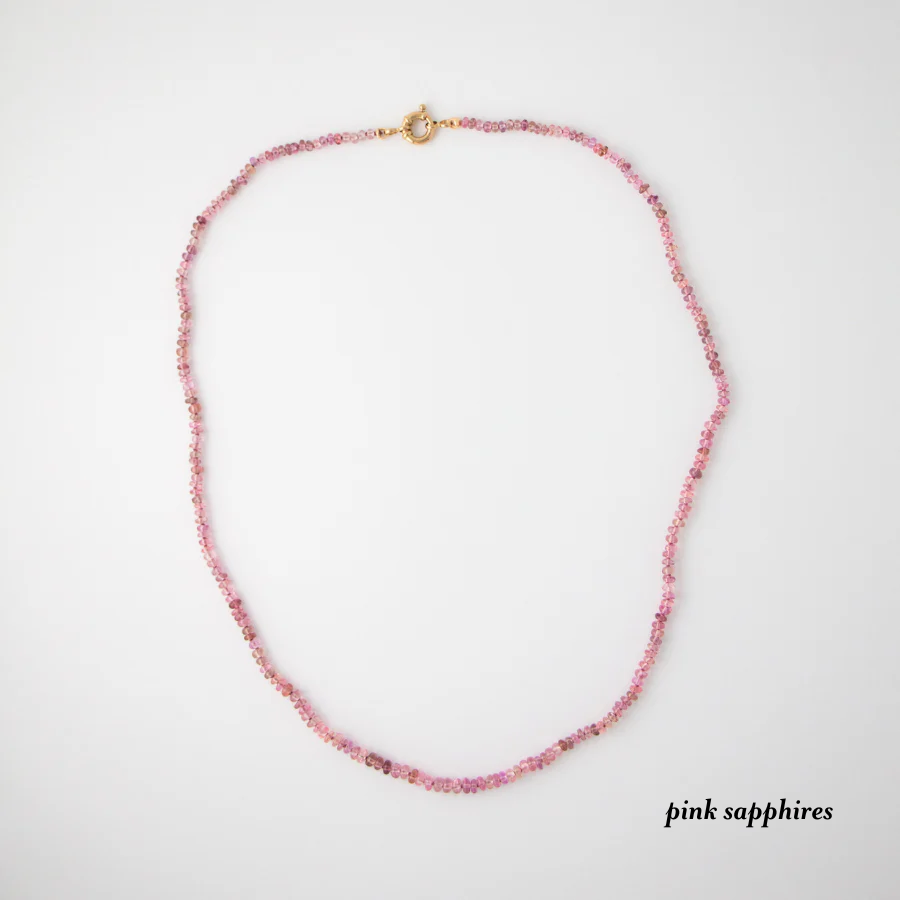 pink sapphire beaded necklace