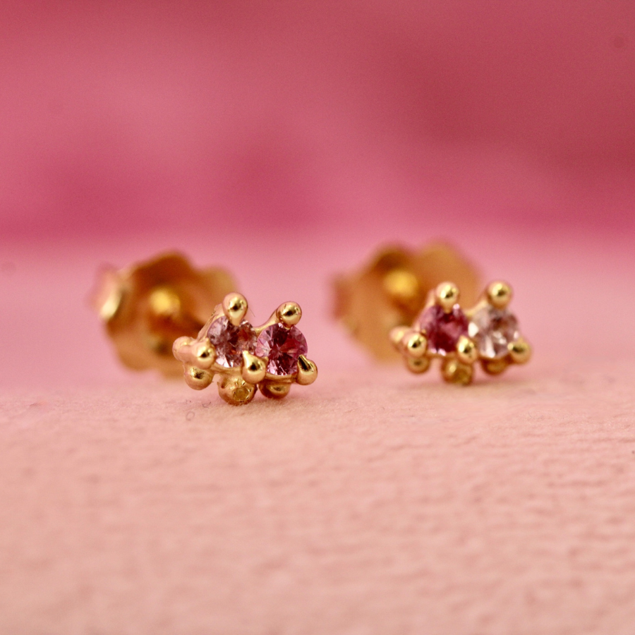 
            Pink Sapphire Cluster Earrings
