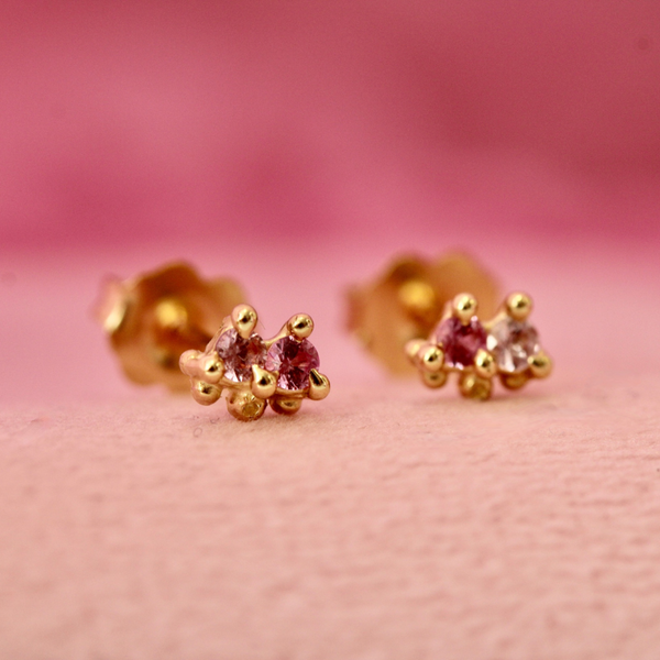 Pink Sapphire Cluster Earrings
