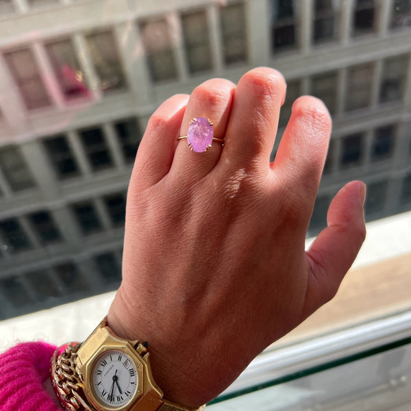 Surprise Party Pink Oval Cut Opalescent Sapphire Ring