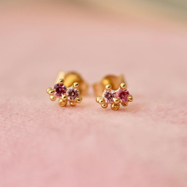 pink sapphire sister studs
