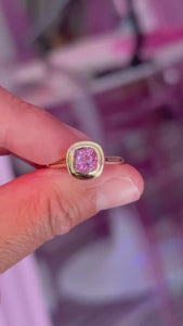 Pink Cushion Cut Spinel Ring