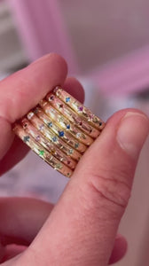 Star Engraved Gemstone Band