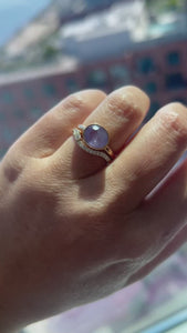 Six Candles Purple Oval Cut Opalescent Sapphire Ring