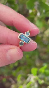 teal emerald cut montana sapphire ring