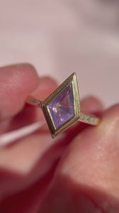 kite cut purple sapphire ring