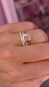 Pink Cushion Cut Spinel Ring
