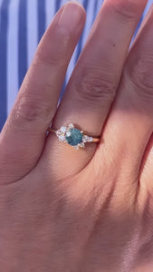 Blue Raspberry Round Brilliant Cut Opalescent Sapphire Ring