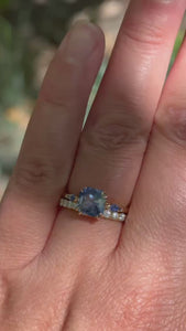 Blue-White Radiant Cut Sapphire Ring